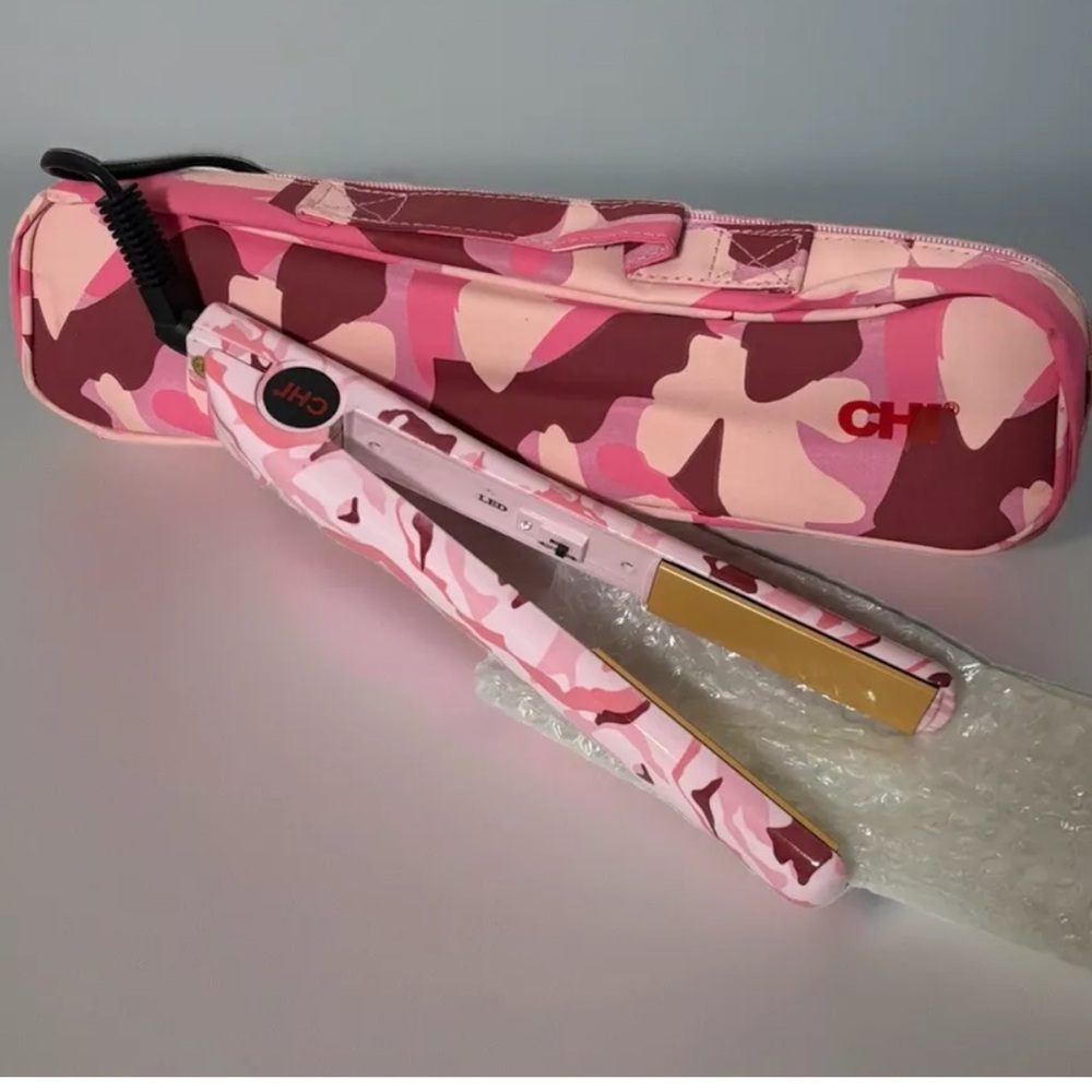 CHI Ceramic Hairstyling Iron GF100CP Pink Camo Limited Edition With Bag NEW
